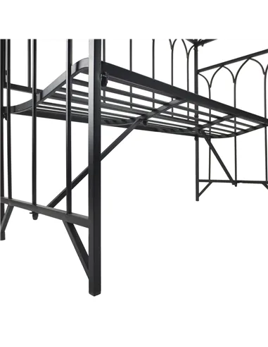 Outsunny Garden Metal Frame Bench W/Arch for Various Climbing Plant, 115Lx50Wx203H cm-Black