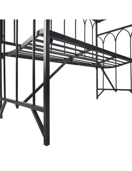 Outsunny Garden Metal Frame Bench W/Arch for Various Climbing Plant, 115Lx50Wx203H cm-Black