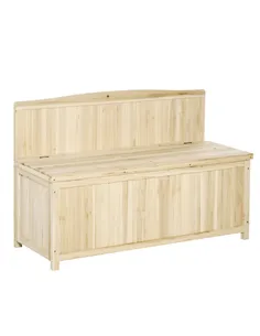 Outsunny Wood Storage Bench for Patio Furniture, Outdoor Garden Seating Tools
