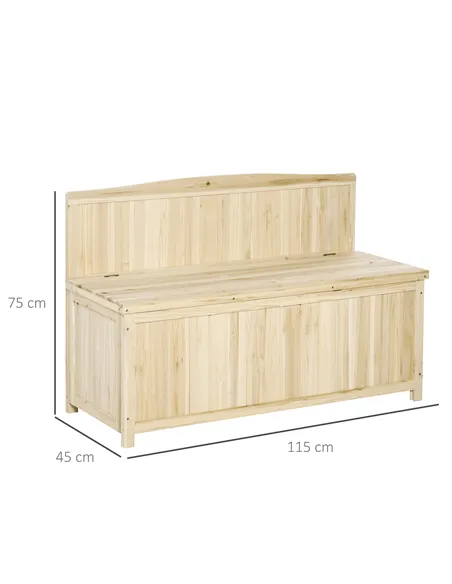 Outsunny Wood Storage Bench for Patio Furniture, Outdoor Garden Seating Tools