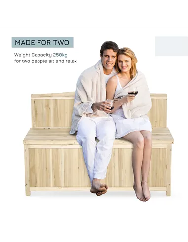 Outsunny Wood Storage Bench for Patio Furniture, Outdoor Garden Seating Tools