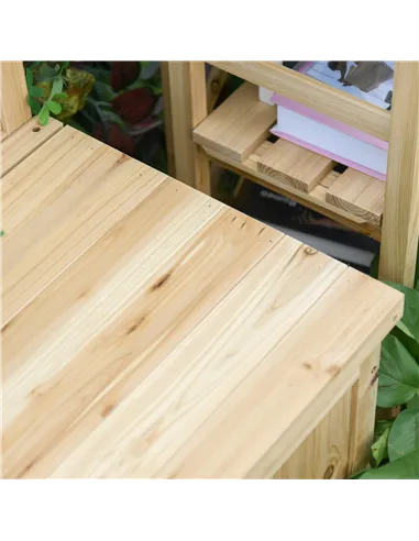 Outsunny Wood Storage Bench for Patio Furniture, Outdoor Garden Seating Tools