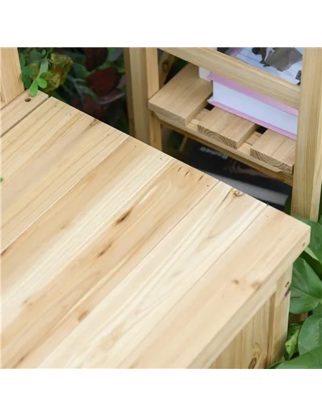Outsunny Wood Storage Bench for Patio Furniture, Outdoor Garden Seating Tools