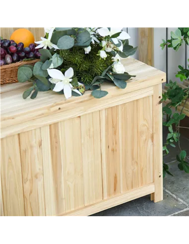 Outsunny Wood Storage Bench for Patio Furniture, Outdoor Garden Seating Tools