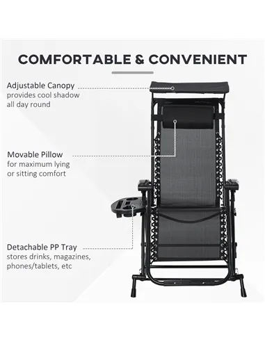 Outsunny Garden Rocking Chair Folding Recliner Outdoor Adjustable Sun Lounger Rocker Zero-Gravity Seat with Headrest Side Holder