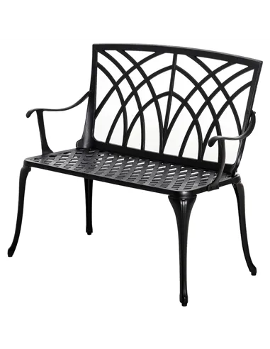 Outsunny 2-Seater Cast Aluminium Garden Bench Loveseat Outdoor Furniture Chair w/ Decorative Backrest & Ergonomic Armrest for Pa