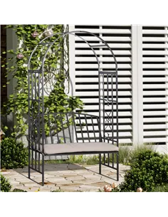 Outsunny Metal Frame Bench W/Arch, 114Lx60Wx206H cm-Grey 2