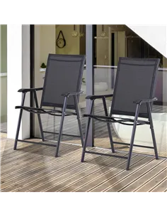 Outsunny Steel Frame Set of 2 Foldable Outdoor Garden Chairs Black 2