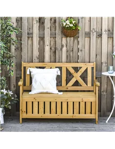 Outsunny 2-Seater Garden Storage Bench for Patio Wood Porch Decor Outdoor Seating 2