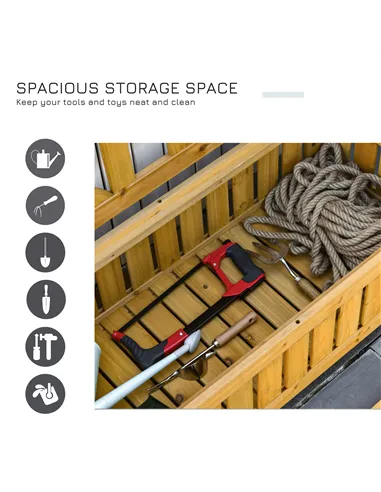 Outsunny 2-Seater Garden Storage Bench for Patio Wood Porch Decor Outdoor Seating