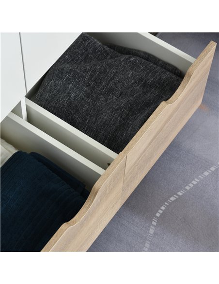 HOMCOM 2-Door Clothes Wardrobe w/ Rail Shelf 2 Drawers Wood Feet Elegant Home Storage Organisation Furniture Dresses Coats Blank
