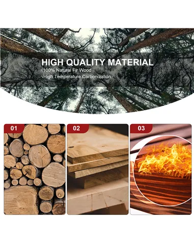 Outsunny Wood Patio Chair Bench 2 Seats Jack and Jill Seat w/ Center Coffee Table, Garden Bench, Carbonized