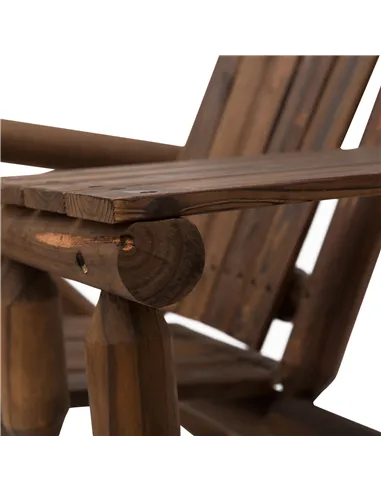 Outsunny Wood Patio Chair Bench 2 Seats Jack and Jill Seat w/ Center Coffee Table, Garden Bench, Carbonized