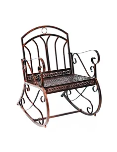 Outsunny Metal Single Chair 1 Seater Garden Outdoor Rocking Chair Vintage Style Bronze