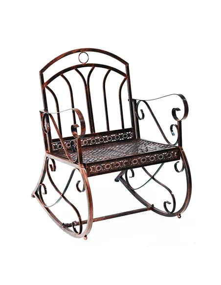 Outsunny Metal Single Chair 1 Seater Garden Outdoor Rocking Chair Vintage Style Bronze