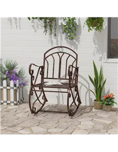Outsunny Metal Single Chair 1 Seater Garden Outdoor Rocking Chair Vintage Style Bronze 2