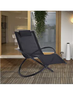 Outsunny Outdoor Orbital Lounger Zero Gravity Patio Chaise Foldable Rocking Chair w/ Pillow Black 2
