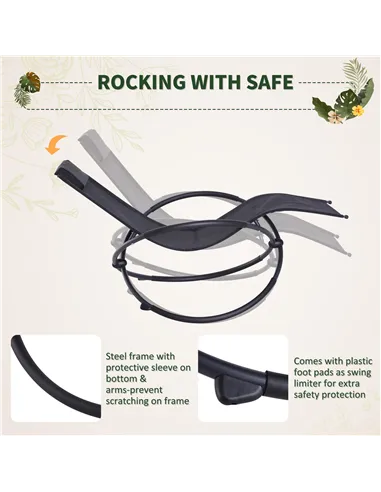 Outsunny Outdoor Orbital Lounger Zero Gravity Patio Chaise Foldable Rocking Chair w/ Pillow Black