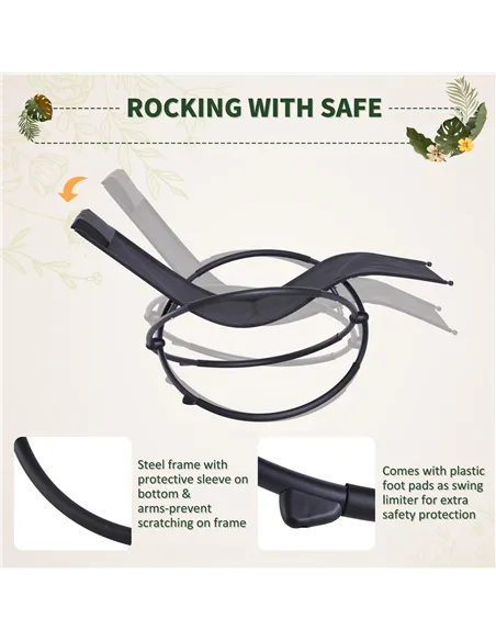 Outsunny Outdoor Orbital Lounger Zero Gravity Patio Chaise Foldable Rocking Chair w/ Pillow Black