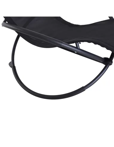 Outsunny Outdoor Orbital Lounger Zero Gravity Patio Chaise Foldable Rocking Chair w/ Pillow Black