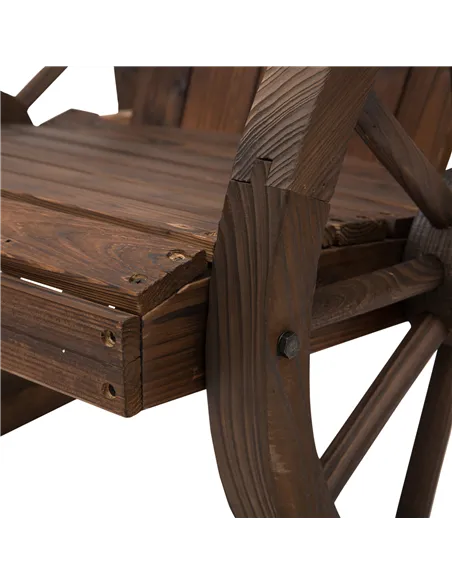 Outsunny Wooden Adirondack  Rocking Chair Reclining Armchair Outdoor Garden Furniture Patio Porch Rocker - Carbonized Wood Colou