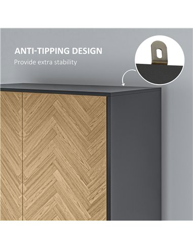 HOMCOM Modern Wardrobe Cabinet Wood Grain Sticker Surface with Shelf, Hanging Rod and 2 Drawers 90x50x190cm