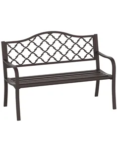 Outsunny Antique Style Outdoor Cast Iron Front Porch Bench Path Chair Seat Outdoor