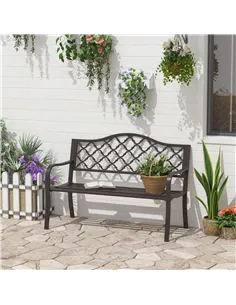 Outsunny Antique Style Outdoor Cast Iron Front Porch Bench Path Chair Seat Outdoor 2
