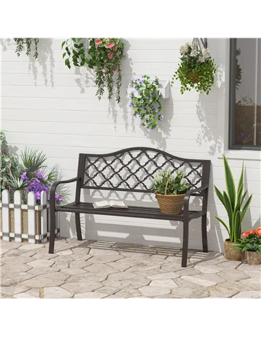 Outsunny Antique Style Outdoor Cast Iron Front Porch Bench Path Chair Seat Outdoor