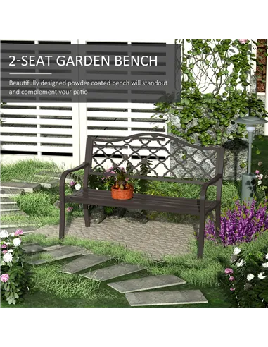 Outsunny Antique Style Outdoor Cast Iron Front Porch Bench Path Chair Seat Outdoor