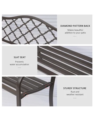 Outsunny Antique Style Outdoor Cast Iron Front Porch Bench Path Chair Seat Outdoor