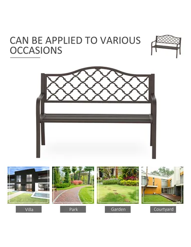 Outsunny Antique Style Outdoor Cast Iron Front Porch Bench Path Chair Seat Outdoor