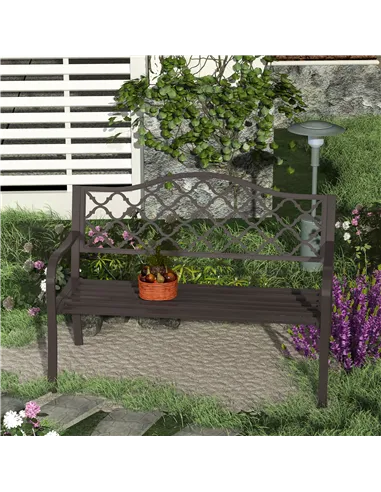 Outsunny Antique Style Outdoor Cast Iron Front Porch Bench Path Chair Seat Outdoor