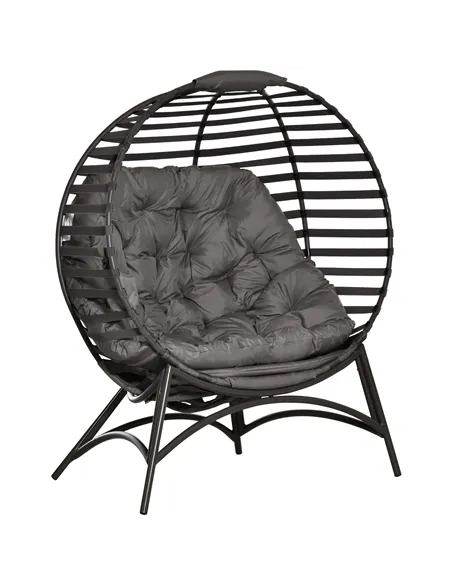 Outsunny Egg Chair with Cushion & Side Pocket - Brown