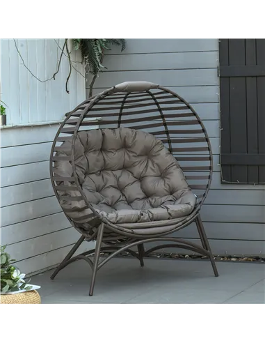 Outsunny Egg Chair with Cushion & Side Pocket - Brown