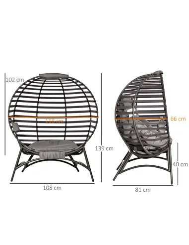 Outsunny Egg Chair with Cushion & Side Pocket - Brown