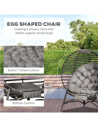 Outsunny Egg Chair with Cushion & Side Pocket - Brown