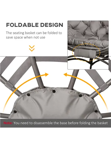 Outsunny Egg Chair with Cushion & Side Pocket - Brown