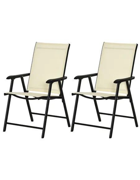 Outsunny Set of Two Folding Garden Chairs - Beige
