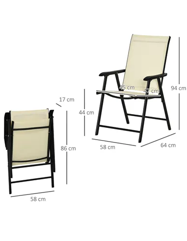 Outsunny Set of Two Folding Garden Chairs - Beige