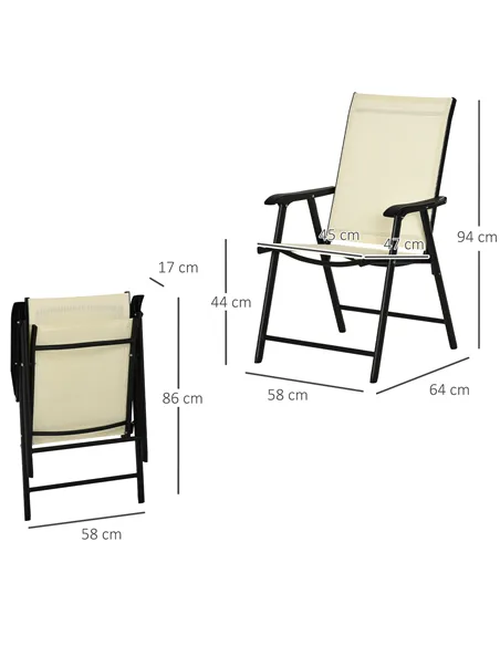 Outsunny Set of Two Folding Garden Chairs - Beige