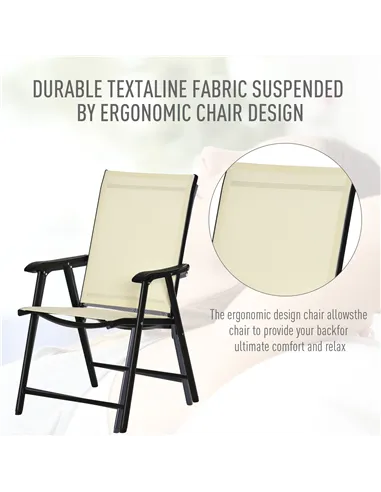 Outsunny Set of Two Folding Garden Chairs - Beige