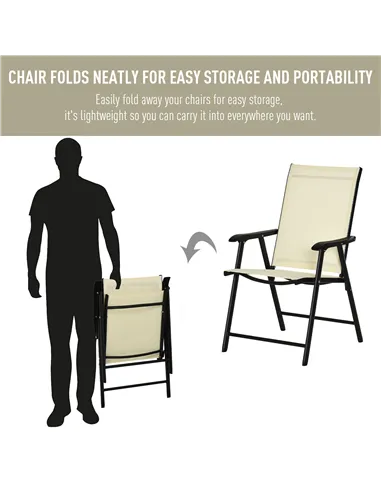 Outsunny Set of Two Folding Garden Chairs - Beige