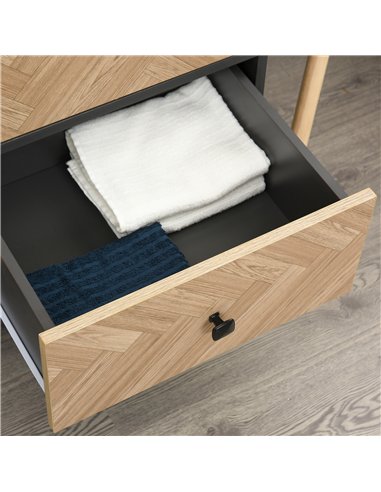 HOMCOM Modern Wardrobe Cabinet Wood Grain Sticker Surface with Shelf, Hanging Rod and 2 Drawers 90x50x190cm