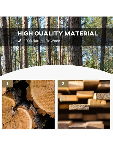 Outsunny 2-Person Garden Bench Rustic Wooden Outdoor Bench with Wheel-Shaped Legs Slatted Seat for Patio Natural Wood Effect