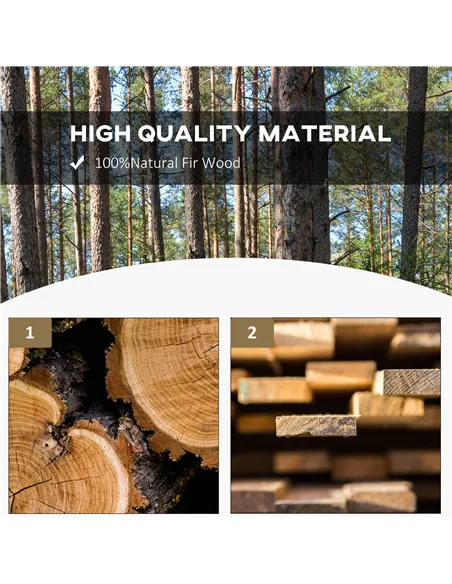 Outsunny 2-Person Garden Bench Rustic Wooden Outdoor Bench with Wheel-Shaped Legs Slatted Seat for Patio Natural Wood Effect