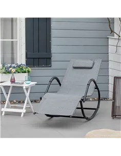 Outsunny Zero Gravity Rocking Lounge Chair Rattan Effect Patio Rocking Chair w/ Removable Pillow Recliner Seat Breathable Textel 2