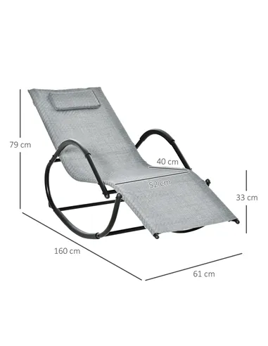 Outsunny Zero Gravity Rocking Lounge Chair Rattan Effect Patio Rocking Chair w/ Removable Pillow Recliner Seat Breathable Textel
