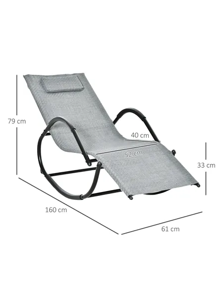 Outsunny Zero Gravity Rocking Lounge Chair Rattan Effect Patio Rocking Chair w/ Removable Pillow Recliner Seat Breathable Textel