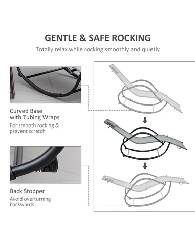 Outsunny Zero Gravity Rocking Lounge Chair Rattan Effect Patio Rocking Chair w/ Removable Pillow Recliner Seat Breathable Textel